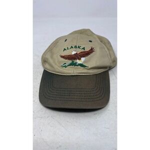 Alaska Shirt Company Eagle Souvenir Snapback Hat Tan Green Cotton Baseball Cap